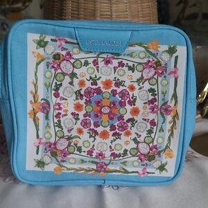 ESTEE LAUDER Makeup Cosmetic Bag Amber Locke Blue Floral Special Edition
